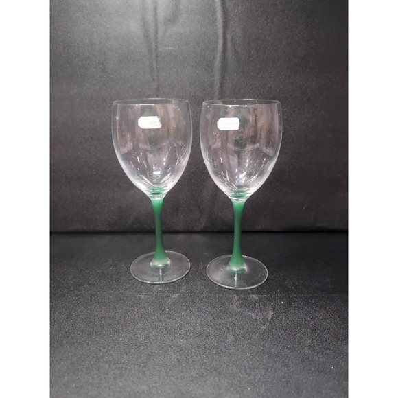 Crystal D'Arques-Durand Jase Green Stem Glasses, Wine Water Glasses, Set of 2 - Picture 1 of 9